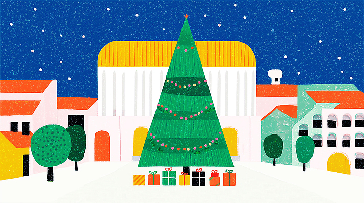 JPG 나무 기념일 행복 포스터 컬러 크리스마스 겨울 일러스트 가족 조명 거리 선물 장식 크리스마스트리 축제 기쁨 뷰티풀 연말 국내일러스트 AI일러스트 AI콘텐츠 식물 계절 감정 관계 이벤트 파일형식