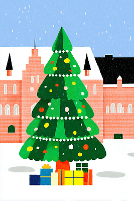 JPG 계절 포스터 컬러 크리스마스 겨울 일러스트 가족 하늘 선물 풍경 장식 빨간색 초록색 친구 크리스마스트리 노란색 파티 축제 기쁨 흰색 즐거움 국내일러스트 AI일러스트 AI콘텐츠 기념일 감정 관계 이벤트 파일형식