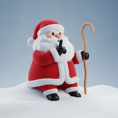 JPG 편집이미지 캐릭터 행복 장갑 백그라운드 크리스마스 겨울 지팡이 수염 장식 산타클로스 조용 편집3D AI컴퓨터그래픽 AI콘텐츠 잡화 계절 기념일 감정 3D 파일형식
