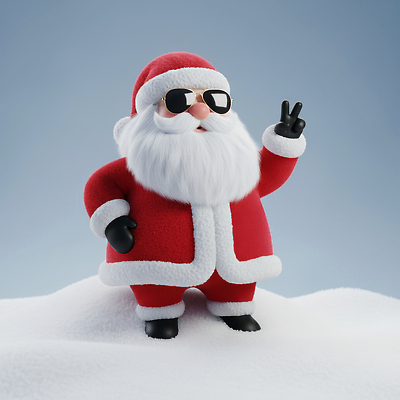 JPG 편집이미지 캐릭터 크리스마스 겨울 웃음 장식 선글라스 산타클로스 평화 귀여움 축제 즐거움 편집3D AI컴퓨터그래픽 AI콘텐츠 계절 기념일 감정 안경 컨셉 표정 3D 파일형식