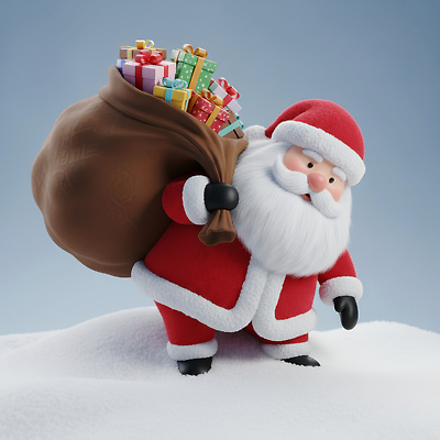 JPG 편집이미지 할아버지 크리스마스 겨울 가방 가족 선물 사랑 산타클로스 축제 기쁨 언덕 즐거움 동심 편집3D AI컴퓨터그래픽 AI콘텐츠 잡화 계절 기념일 노년 남자 감정 관계 3D 파일형식