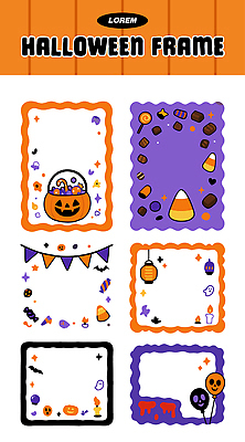캐릭터 디자인 컬러 백그라운드 일러스트 호박 프레임 사탕 이벤트 장식 파란색 파티 검은색 축제 주황색 할로윈 유령 마녀 초대장 꾸미기 국내일러스트 AI파일 채소 디저트 카드_감사 파일형식 벡터