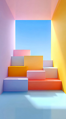 JPG 편집이미지 디자인 건축 예술 컬러 창문 하늘 조명 계단 고요 공간 구출 모던 부드러움 상상력 색채 이미지편집 AI컴퓨터그래픽 AI콘텐츠 도움 감각 파일형식