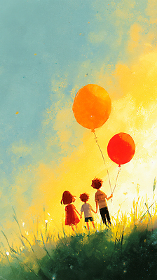 JPG 행복 감정 어린이 컬러 일러스트 자연 놀이 하늘 웃음 풍경 평화 자유 놀이터 포근함 풍선 오후 국내일러스트 AI일러스트 AI콘텐츠 컨셉 표정 사람 감각 생태계 파일형식