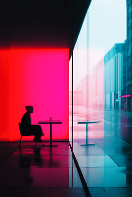 JPG 편집이미지 여자 감정 컬러 창문 조명 실내 앉기 풍경 야외 고요 카페 도시 시간 비교 이미지편집 AI컴퓨터그래픽 AI콘텐츠 컨셉 모션 사람 내부 상점 파일형식