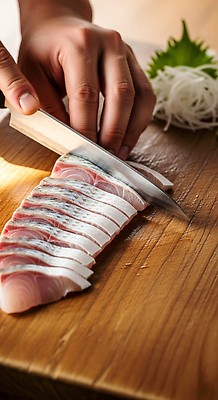 JPG 편집이미지 손 음식 어류 요리 일상 주방 요리사 회 칼 해산물 나무도마 식사준비 일본음식 의료성형뷰티 편집실사 AI인물포토 AI콘텐츠 직업 도마 라이프 목재 신체부위 수중동물 CG 준비 파일형식 AI포토