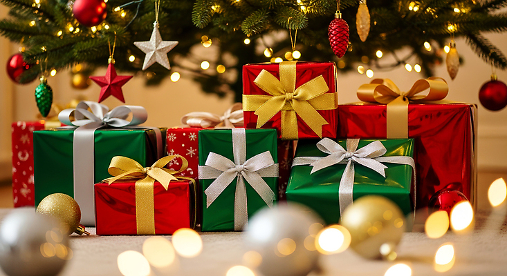 JPG 편집이미지 기념일 행복 컬러 크리스마스 가족 조명 선물 장식 크리스마스트리 축제 기쁨 분위기 포장지 연말 편집실사 AI포토 AI콘텐츠 감정 컨셉 포장 관계 이벤트 CG 파일형식