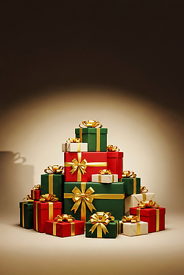 JPG 편집이미지 행복 리본 컬러 크리스마스 가족 선물 장식 빨간색 초록색 축제 기쁨 거래 축하 포장지 뷰티풀 편집실사 AI포토 AI콘텐츠 기념일 감정 컨셉 포장 관계 CG 파일형식