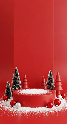 JPG 나무 편집이미지 백그라운드 크리스마스 겨울 장식 빨간색 축제 분위기 오브젝트 테마 포디움 흰눈 편집실사 식물 계절 기념일 컬러 컨셉 눈_날씨 무대 CG 파일형식