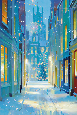 자연요소 식물 계절 기념일 길 다수 컨셉 크리스마스 모션 놀이 날씨 사람 야간 파일형식 겨울 골목길 크리스마스트리 불꽃놀이 저녁 평화 축제 빛 반짝임 도시 행운 분위기 컬러 조명 여러명 거리 나무 국내일러스트 일러스트 JPG 눈