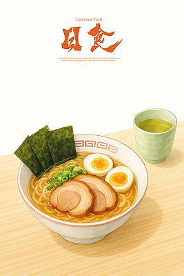 PSD 음식 일러스트 탁자 요리 계란 일본 라멘 면류 수프 김 녹차 간장 레시피 파 일본음식 차슈 국내일러스트 아시아 가구 채소 돼지고기 차_음료 알 양념 해조류 파일형식