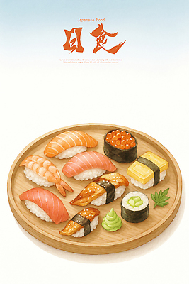 PSD 전통 접시 일러스트 새우 요리 식사 초밥 먹기 해산물 연어 일본음식 미각 국내일러스트 식기 음식 모션 갑각류 어류 감각 파일형식