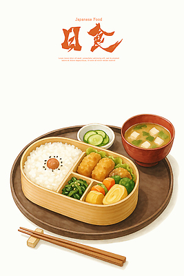 PSD 채소 일러스트 밥 오이 쟁반 식사 튀김 도시락 두부 일본전통 국물 계란말이 건강식 일본음식 국내일러스트 전통 음식 일본 계란요리 파일형식