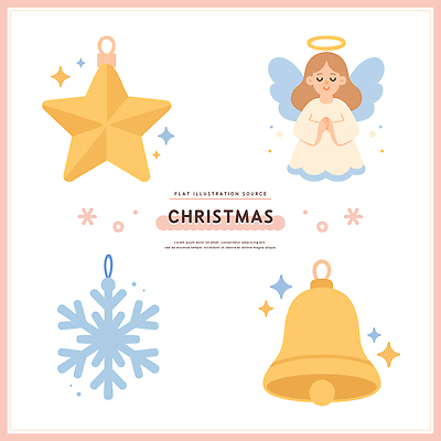 기념일 별 백그라운드 크리스마스 겨울 일러스트 천사 장식 귀여움 축제 기쁨 종 축하 눈송이 분위기 편안함 배열 오브젝트 색감 엘리먼트 아기자기 국내일러스트 AI파일 자연요소 계절 감정 컨셉 눈_날씨 이벤트 감각 파일형식 벡터