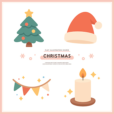 컬러 크리스마스 겨울 일러스트 촛불 산타모자 따뜻함 장식 크리스마스트리 축제 기쁨 깃발 분위기 저녁 오브젝트 감성 엘리먼트 연말 아기자기 국내일러스트 AI파일 모자_잡화 계절 기념일 감정 컨셉 초 야간 파일형식 벡터