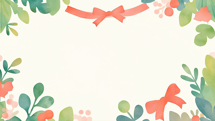 JPG 식물 디자인 리본 컬러 백그라운드 크리스마스 일러스트 자연 수채화 프레임 장식 초록색 편안함 테두리 오브젝트 부드러움 화사함 감성 목가 큐레이션 국내일러스트 AI일러스트 AI콘텐츠 기념일 컨셉 감각 생태계 파일형식