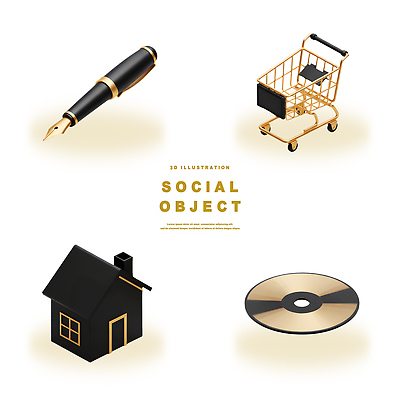 PSD 편집이미지 디자인 예술 주택 장식 펜 3D 쇼핑카 소비 배열 오브젝트 건축모형 편집3D 건물 쇼핑 필기구 모형 카트 디지털합성 파일형식