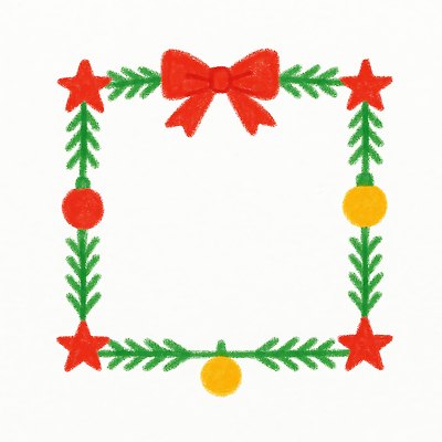 JPG 디자인 감정 별 리본 컬러 크리스마스 일러스트 프레임 이벤트 장식 초록색 세트 노란색 주황색 화환 휴일 그림 꾸미기 창의력 국내일러스트 AI일러스트 AI콘텐츠 자연요소 기념일 꽃 파일형식