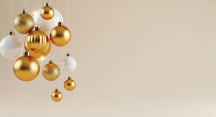 JPG 편집이미지 백그라운드 크리스마스 겨울 조명 매달리기 장식 크리스마스트리 금색 흰색 분위기 구슬 오너먼트 효과 이미지편집 AI컴퓨터그래픽 AI콘텐츠 계절 기념일 컬러 컨셉 크리스마스장식 모션 파일형식