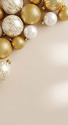 JPG 편집이미지 감정 백그라운드 크리스마스 겨울 따뜻함 장식 반짝임 파티 축제 금색 흰색 뷰티풀 오너먼트 이미지편집 AI컴퓨터그래픽 AI콘텐츠 계절 기념일 컬러 크리스마스장식 모션 이벤트 파일형식