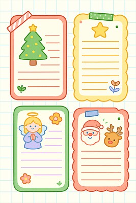 디자인 계절 기념일 어린이 컬러 크리스마스 일러스트 천사 장식 인테리어 크리스마스트리 산타클로스 메모지 즐거움 그림 순록 핸드메이드 국내일러스트 AI파일 감정 사람 이벤트 사무용품 파일형식 벡터