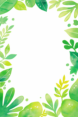 JPG 식물 디자인 백그라운드 잎 일러스트 자연 수채화 장식 초록색 성장 신선 편안함 테두리 그림 식물원 뷰티풀 차분 국내일러스트 AI일러스트 AI콘텐츠 컬러 컨셉 감각 생태계 파일형식