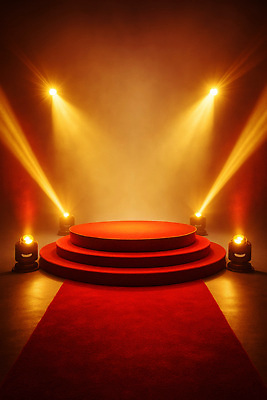 JPG 편집이미지 디자인 설계 조명 이벤트 빨간색 빛 공간 무대 찡그림 분위기 공연장 준비 포디움 이미지편집 AI컴퓨터그래픽 AI콘텐츠 컬러 컨셉 표정 극장 파일형식