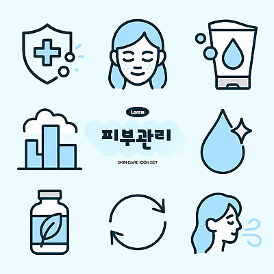 아이콘 놀이 건강 화장 뷰티 화장품 물방울 피부 피부관리 스킨케어 클렌징 보습 세럼 수분_꽃가루 2D아이콘 AI파일 신체부위 청결 파일형식 벡터