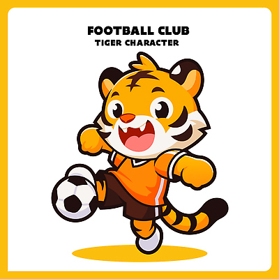 동물 캐릭터 디자인 어린이 스포츠 컬러 유니폼 일러스트 공 모션 상상 운동 귀여움 축구 에너지 그리기 호랑이 즐거움 클럽 일러캐릭터 AI파일 옷 감정 컨셉 포유류 건강 사람 구기 파일형식 벡터