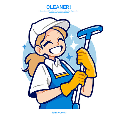 직업 여자 상징 일러스트 미소 사람 반짝임 환경 깨끗함 청결 도구 작업 행운 청소 즐거움 서비스 준비 노력 활기 국내일러스트 AI파일 감정 컨셉 모션 표정 위생 파일형식 벡터