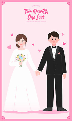 1 디자인 커플 행복 분홍색 꽃다발 신랑 일러스트 가족 결혼식 사랑 웃음 귀여움 손잡기 로맨틱 축하 분위기 모던 국내일러스트 AI파일 꽃 감정 컬러 결혼 컨셉 관계 모션 표정 파일형식 벡터