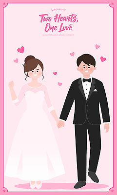 커플 기념일 행복 분홍색 신랑 결혼 일러스트 결혼식 사랑 손잡기 로맨틱 하트 축하 디지털아트 국내일러스트 AI파일 모양 감정 컬러 컨셉 관계 모션 이벤트 파일형식 벡터