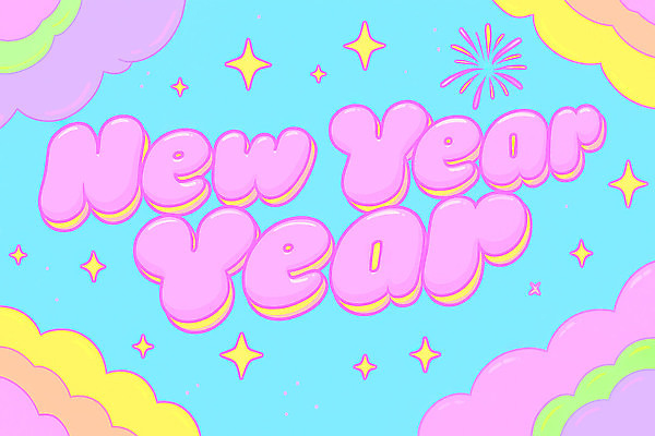 JPG 문자 디자인 행복 컬러 하늘색 백그라운드 일러스트 새해 기념 밝음 이벤트 장식 파티 축제 축하 환영 수세미 연말 국내일러스트 AI일러스트 AI콘텐츠 감정 컨셉 파란색 파일형식