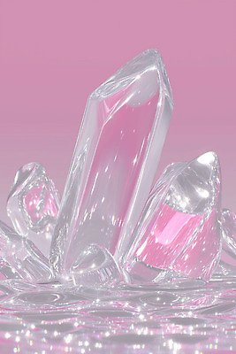 JPG 편집이미지 분홍색 조각 백그라운드 자연 장식 빛 반짝임 반사 물방울 투명 수정 크리스탈 질감 장면 뷰티풀 이미지편집 AI컴퓨터그래픽 AI콘텐츠 컬러 모션 생물 광석 생태계 파일형식