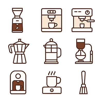 주간 아이콘 커피 음료 잔 상점 커피용품 파일형식 벡터 도구 기계 에스프레소 프렌치프레스 드립 모카 커피메이커 커피잔 원두 그라인더 코코아 아침 2D아이콘 AI파일 카페