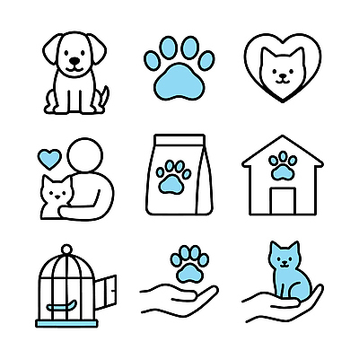 동물 아이콘 손 가족 주택 사랑 반려동물 고양이 봉사 개 강아지 먹이 발자국 그림 보호자 기부 2D아이콘 AI파일 감정 포유류 관계 자국 건물 신체부위 도움 파일형식 벡터