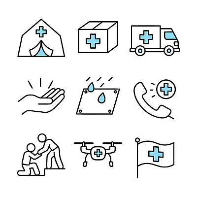 아이콘 손 의학 텐트 응급 봉사 표어 구출 상품 구급차 자연재해 배송 휠체어 통화 기부 드론 지원 2D아이콘 AI파일 모션 자동차 캠핑도구 신체부위 긴급 도움 재해 파일형식 벡터