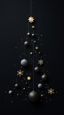 계절 기념일 컬러 컨셉 크리스마스 눈_날씨 위생 파일형식 장식 크리스마스트리 검은색 금색 구슬 눈송이 스타 분위기 세련 축제 디자인 백그라운드 세트 공간 청결 국내일러스트 일러스트 JPG 겨울