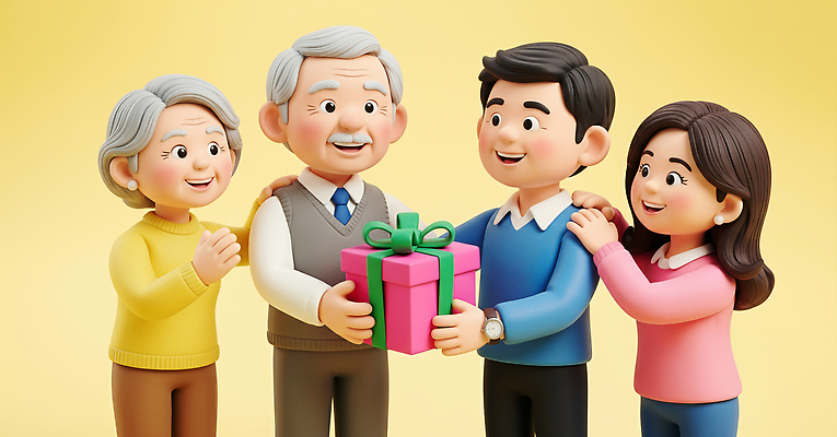 JPG 편집이미지 노년 행복 가족 부활절 건강 대화 선물 사랑 웃음 기쁨 모임 축하 생일 즐거움 교감 존경 편집3D AI컴퓨터그래픽 AI콘텐츠 기념일 감정 컨셉 관계 표정 말하기 성인 3D 파일형식