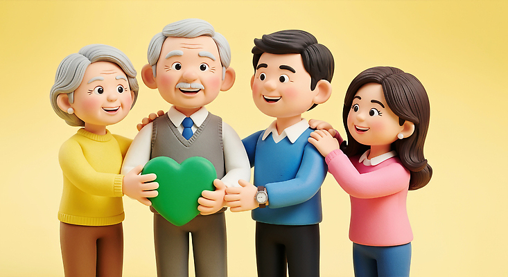 JPG 편집이미지 할아버지 행복 감정 가족 포옹 함께함 건강 대화 사랑 웃음 기쁨 모임 소통 편집3D AI컴퓨터그래픽 AI콘텐츠 노년 남자 컨셉 관계 안기 표정 말하기 3D 파일형식