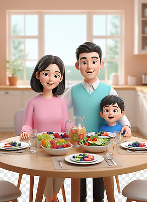 JPG 편집이미지 행복 음료 어린이 채소 과일 가족 식탁 따뜻함 건강 요리 부모 주방 식사 샐러드 친목 편집3D AI컴퓨터그래픽 AI콘텐츠 감정 음식 관계 탁자 사람 3D 파일형식