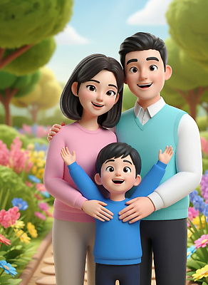 JPG 나무 편집이미지 공원 꽃 행복 어린이 가족 자연 놀이 웃음 소년 초원 부모 아기 즐거움 편집3D AI컴퓨터그래픽 AI콘텐츠 식물 공공시설 남자 감정 관계 표정 사람 3D 생태계 파일형식