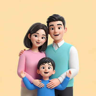 JPG 편집이미지 캐릭터 행복 아들 포즈 가족 표정 사랑 미소 웃음 사람 부모 화목 편집3D AI컴퓨터그래픽 AI콘텐츠 감정 컨셉 관계 3D 파일형식