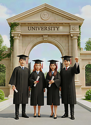 JPG 편집이미지 학생 여자 교육 남자 연주 성공 수업 날씨 졸업식 졸업생 친구 햇빛 기쁨 축하 졸업장 대학교 기념사진 소감 정문 학위 편집3D AI컴퓨터그래픽 AI콘텐츠 감정 음악 컨셉 졸업 학교 관계 사람 태양 3D 문 파일형식