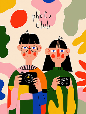 JPG 디자인 문화 예술 컬러 백그라운드 일러스트 가족 모션 사람 취미 친구 카메라 촬영 표현 분위기 즐거움 동아리 소셜 창의력 스타일 국내일러스트 AI일러스트 AI콘텐츠 감정 컨셉 관계 전자제품 파일형식