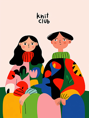 JPG 디자인 여자 패션 남자 컬러 일러스트 모션 수업 따뜻함 취미 친구 모임 색칠 스웨터 즐거움 니트 클럽 그림 작품 커뮤니티 국내일러스트 AI일러스트 AI콘텐츠 교육 감정 상의 관계 미술 사람 파일형식