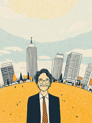 JPG 건축물 디자인 남자 일러스트 비즈니스 하늘 거리 미소 사람 풍경 일상 환경 고층빌딩 도시 자신감 도심 밝은색 자아 국내일러스트 AI일러스트 AI콘텐츠 건축 감정 표정 빌딩 라이프 파일형식