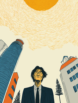 JPG 디자인 시선 남자 건축 일러스트 비즈니스 하늘 따뜻함 밝음 웃음 사람 풍경 정장 건물 일상 여름 태양 도시 기온 국내일러스트 AI일러스트 AI콘텐츠 자연요소 건축물 옷 계절 날씨 표정 라이프 파일형식