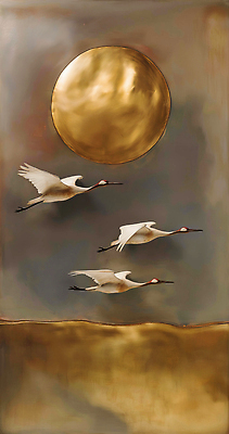 JPG 동물 편집이미지 감정 예술 컬러 자연 하늘 새해 풍경 세계 태양 평화 학 금색 비행 조화 뷰티풀 이미지편집 AI컴퓨터그래픽 AI콘텐츠 자연요소 컨셉 조류 생태계 파일형식