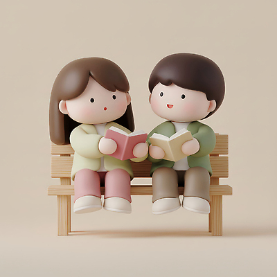 JPG 편집이미지 캐릭터 공원 여자 남자 행복 어린이 벤치 모션 놀이 책 친구 독서 만남 표현 시간 소통 편집3D 공공시설 감정 컨셉 의자 관계 사람 3D 파일형식